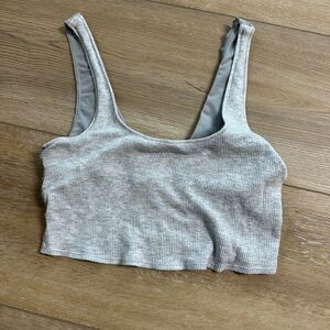 Aerie Gray Ribbed Crop Top